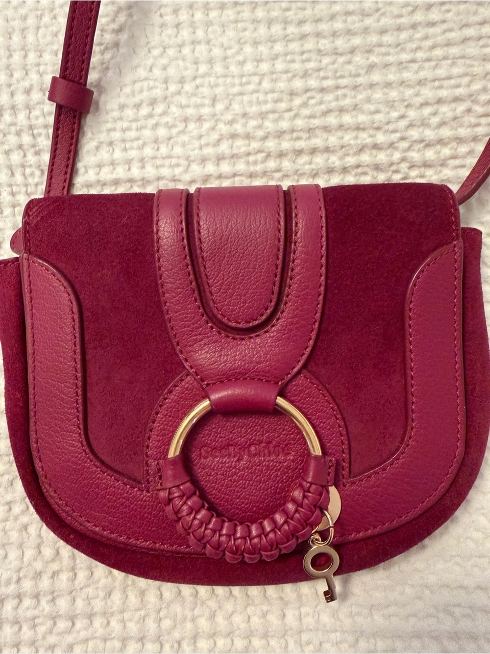 See by Chloe Suede & Leather Crossbody Bag in Deep Wine